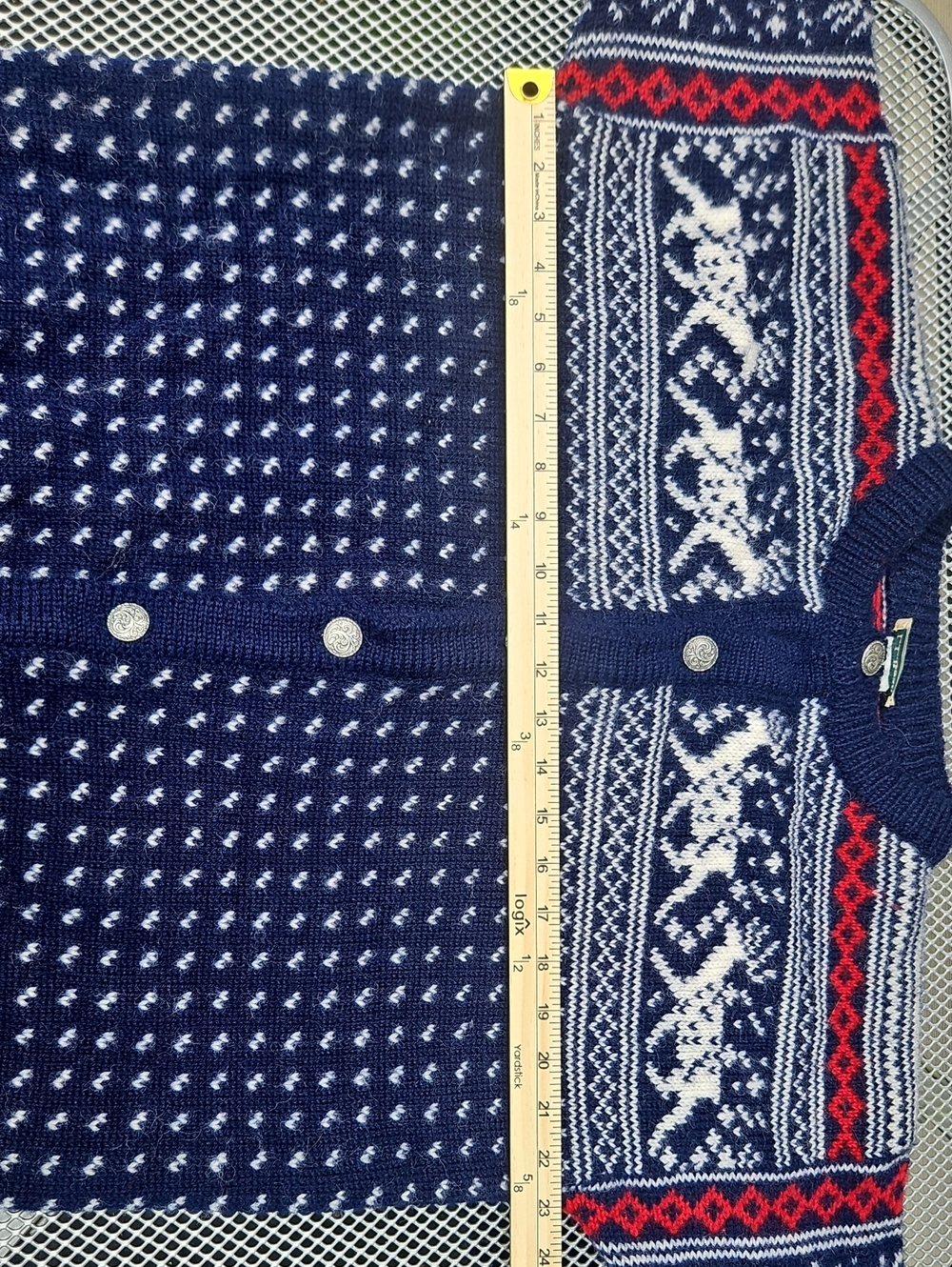 LL Bean Vintage Reindeer Cardigan Made In Norway Size L